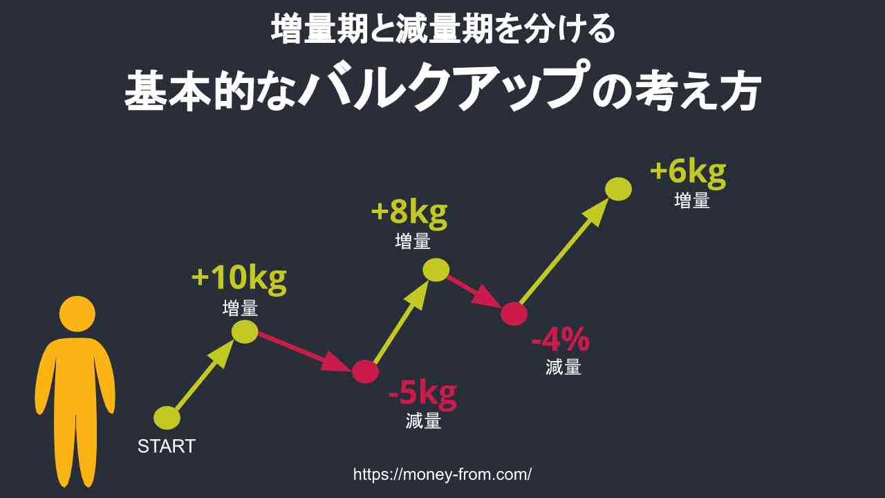 増量と減量の時期を分けて効果的にバルクアップする正しい筋トレ 食事方法 Moneyfrom